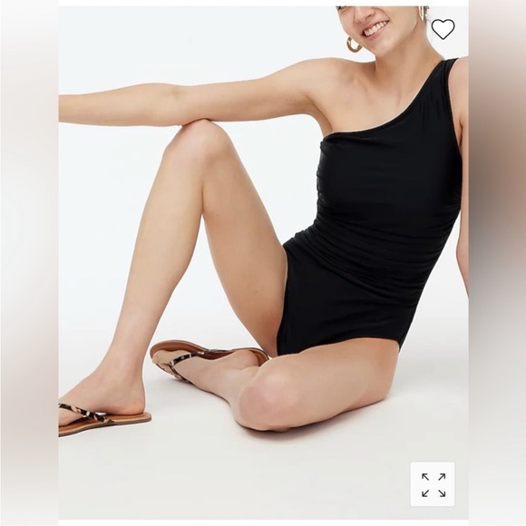 J.Crew Factory One-Shoulder Ruched One-Piece Swimsuit Large Women’s Black - Picture 1 of 6